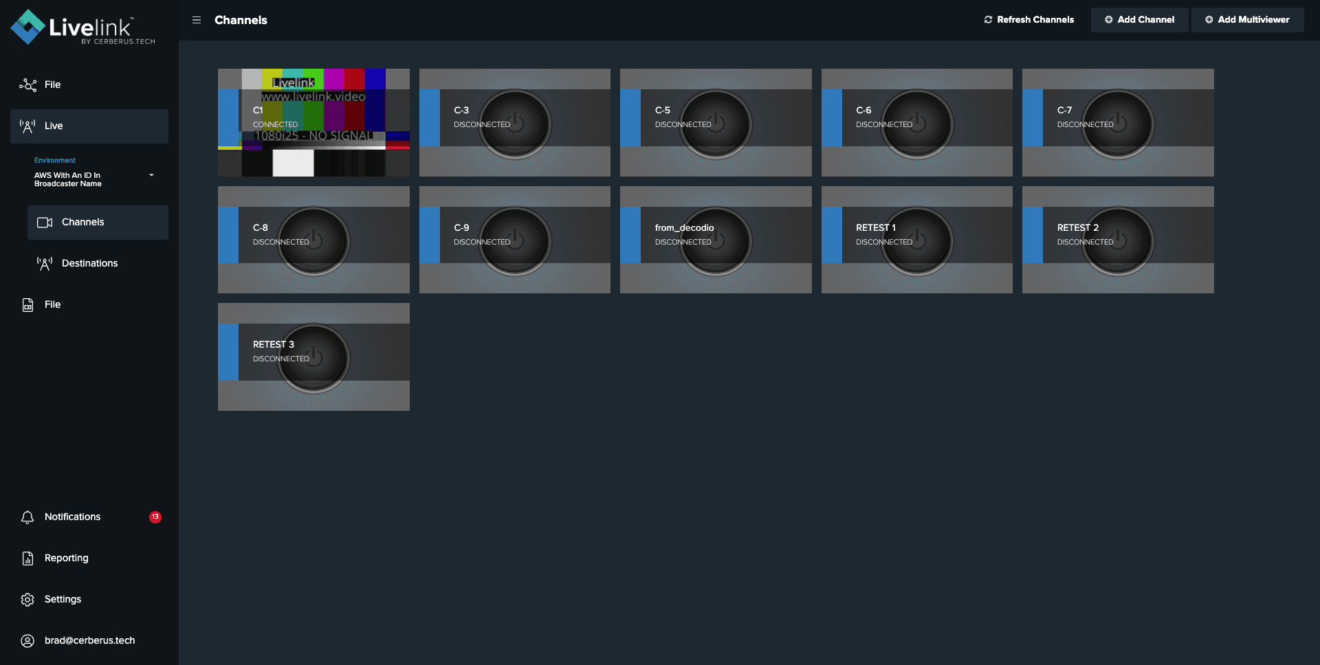 Livelink Channel UI