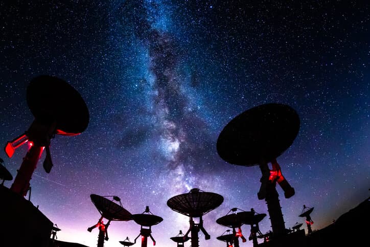 Satellite Dishes at Night